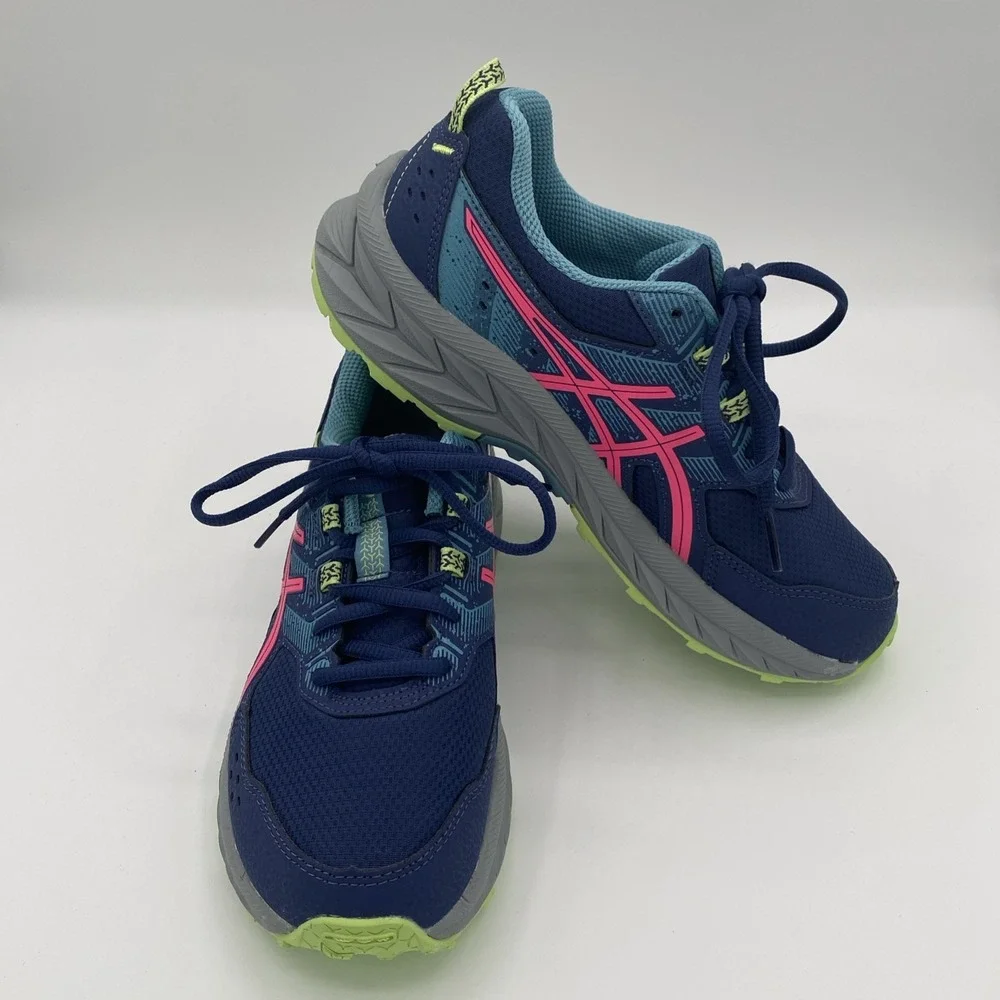 Asics‎ Big Kids Pre Venture 9 Sneakers Navy Pink Green Size 5 New Without Box